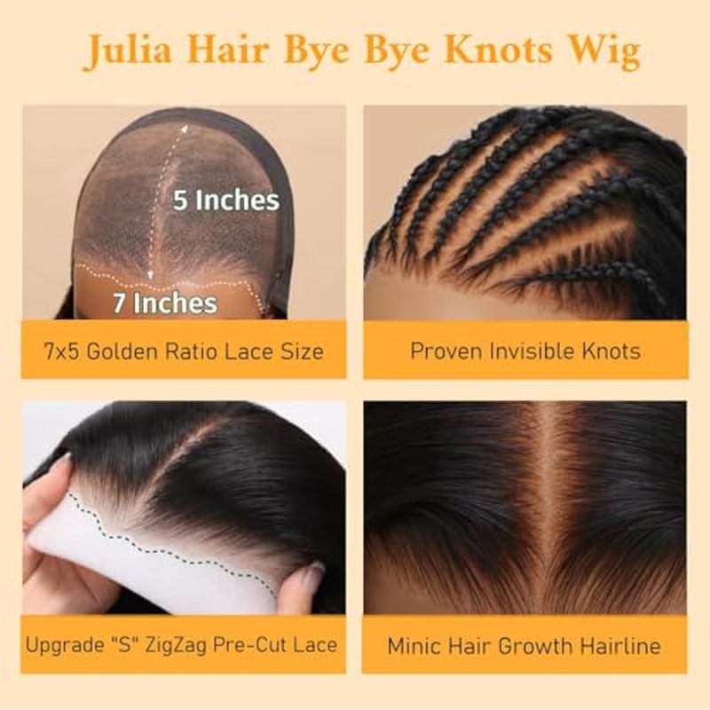 Julia Hair 10 Inch Light Yaki Straight Bob Wig 100% Human Hair Glueless Bye Bye Knots 7x5 Hd Lace Pre Cut Plucked Short Wig Natural Color Straight Bleached Knots Side Part Black Wigs