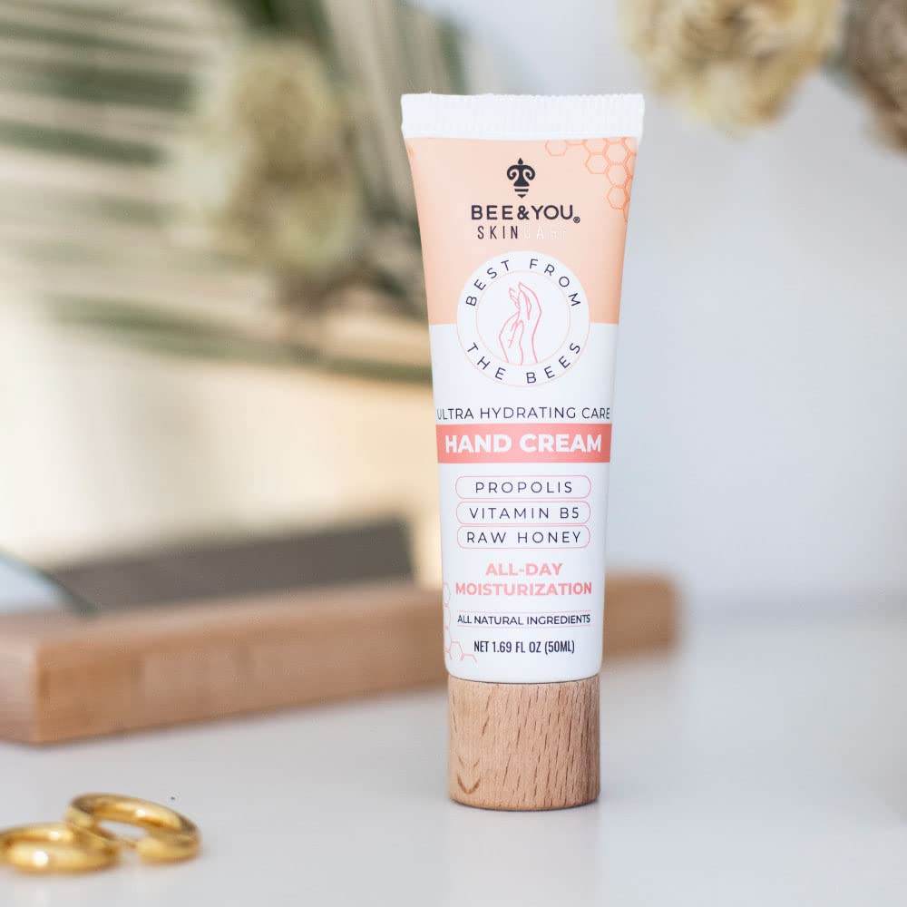 BEE and YOU 100% Natural, Ultra Hydrating Hand Cream for Dry Cracked Hands, Moisturizer, Extra Protection with Shea Butter, Vitamin B5, Raw Honey and Propolis Extract, 1.69 fl oz