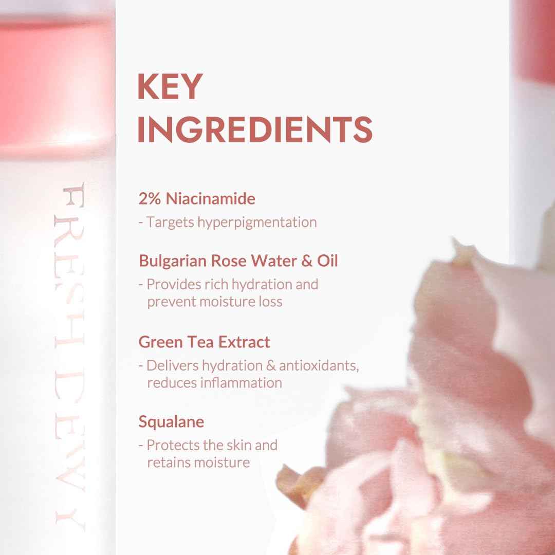 VILLAGE11FACTORY Fresh Dewy Rose Petal Facial Serum Mist Korean Face Spray for Deep Hydration Skincare on the Go 3.38 oz