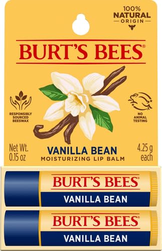 Burt's Bees Lip Balm - Vanilla Bean Lip Moisturizer with Natural Beeswax | 2 Tubes, 0.15 oz Each