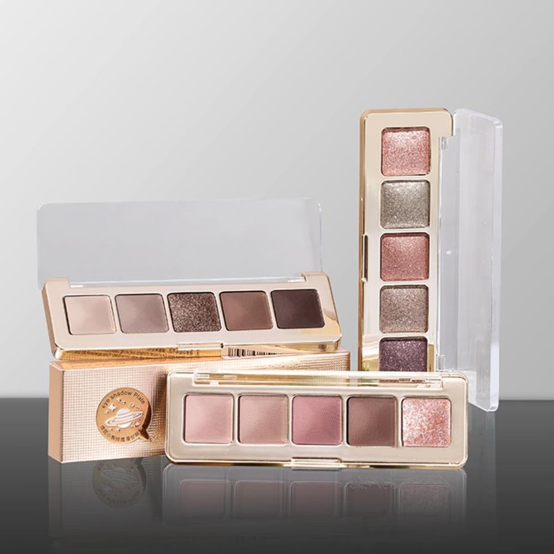 5 Colors Neutral Nude Matte & Shimmer Eyeshadow Palette,Rose Cocoa Brown Pink Neutral-Cool Mattes Glitter Eye shadow Contour Makeup Palette for Mature Women, Blue Green Eyes, Daily Natural Makeup.
