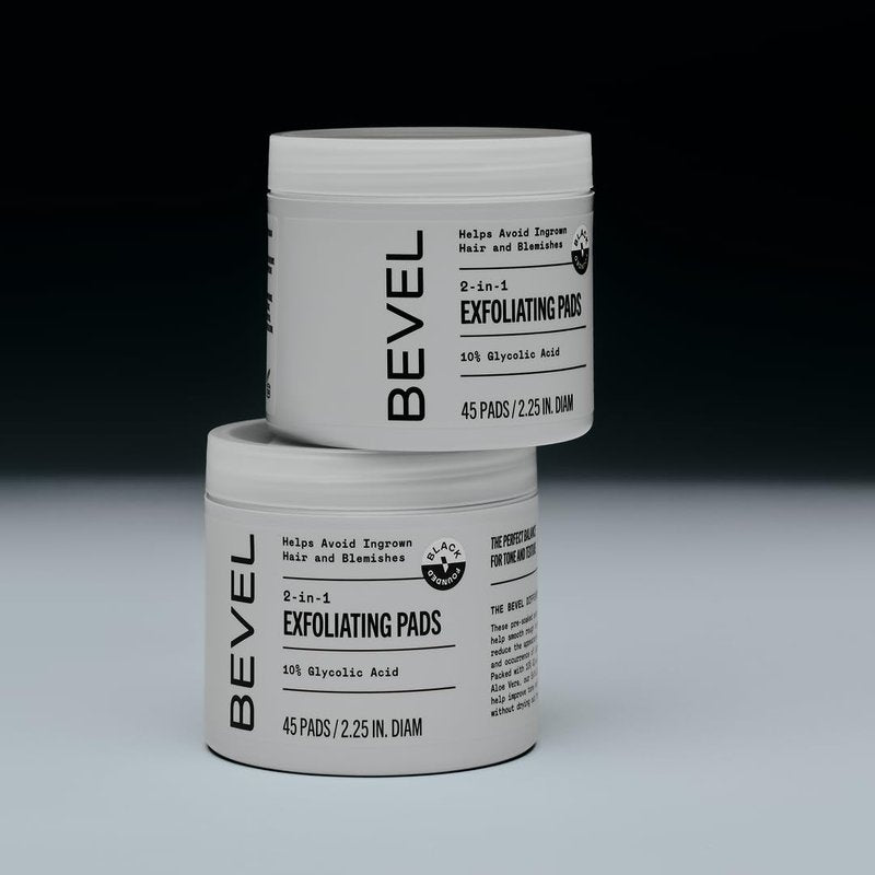 Bevel 10% Glycolic Acid Toner Pads for Face, Helps Remove Dead Skin Cells and Reduce Ingrown Hairs for Even Skin Tone and Texture, 45 Count (Packaging May Vary)