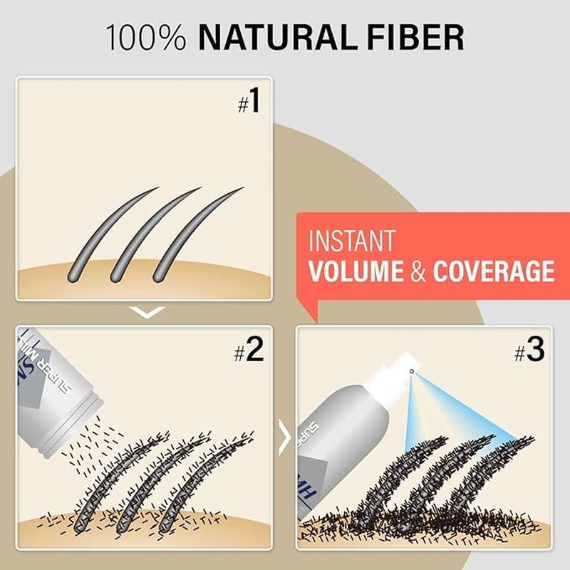 Super Million Hair Fibers - Conceal Thinning Hair Instantly | Long-Lasting, Water & Sweat Resistant - Medium Brown, 15g