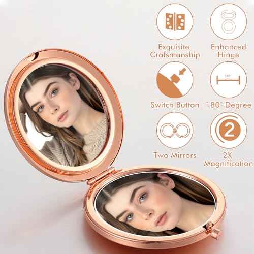12 Pcs Small Compact Folding Pocket Makeup Mirror - Round Hand Held Mirror with 1X/2X Magnification for Women Girls Travel