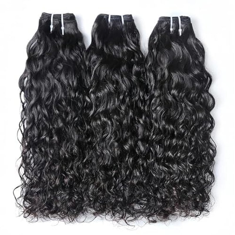 Water Wave Bundles Human Hair Soft Brazilian Virgin Human Hair 100% Unprocessed Wet and Wavy Curly Bundles Natural Black Color Can Be Dyed Total 300g 18 18 18 Inch