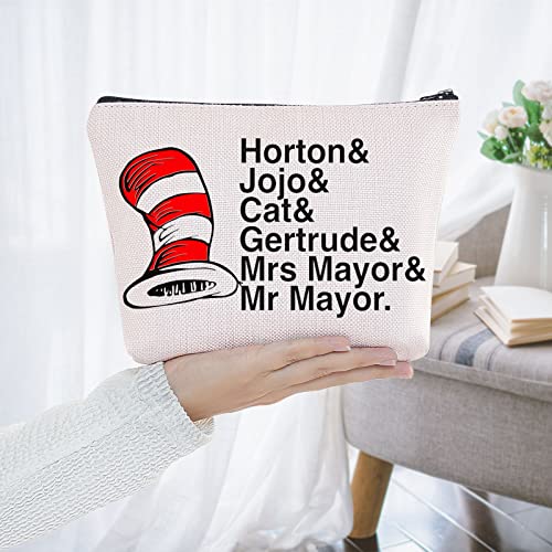 BWWKTOP Musical Cosmetic Makeup Bag Musical Theatre Gifts Horton& Jojo& Cat& Gertrude Zipper Pouch Bag For Cat Fans (Horton& Jojo)