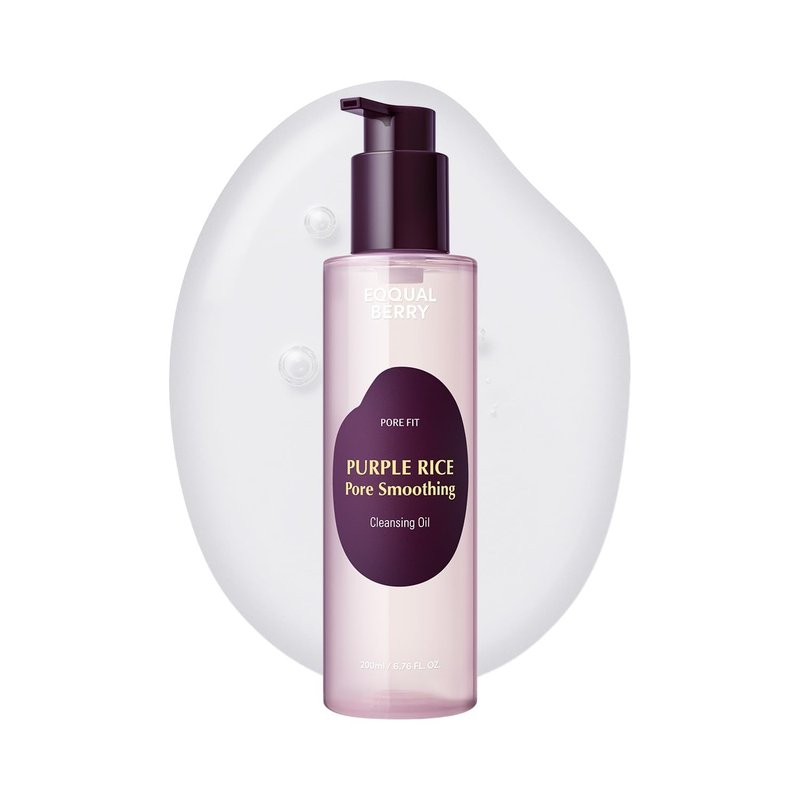 EQQUALBERRY Purple Rice Pore Smoothing Cleansing Oil – Deep Cleansing for Pores & Blackheads | Korean Oil Cleanser for Face & Makeup Remover | Hydrating & Soothing Formula, 6.76 fl.oz