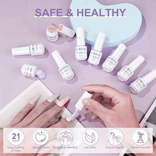 SAVILAND Gel Nail Polish Set: 33pcs Red White Pink Glitter Soak-off Nail Polish with Base & Glossy Matte Top Gel Dark Red Manicure Gifts