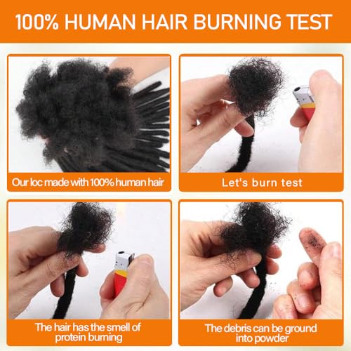 Dreadlock Extensions 0.6cm Thickness 8 Inch 30 Strands Real Human Hair for Man/Women/Kids Full Handmade Permanent Loc Extensions Can Be Bleached Dyed Curled