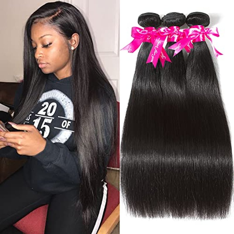 Subella Brazilian Straight Hair 3 Bundles 20 22 22inch Grade 10A Virgin Straight Human Hair Bundles Natural Black Color Hair Weave