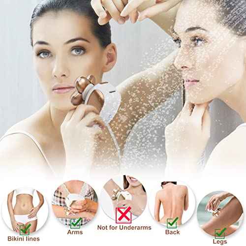 Electric-Razor-for-Women-Shaver Rechargeable Rotary Waterproof Painless Trimmer Cordless Hair Remover with Detachable Head Wet Dry Use for Womens Legs Face Lips Pubic Hairs Bikini Body