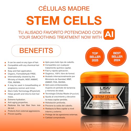 Liss Expert Stem Cells Smoothing Treatment 8.45 oz (ONE shoulder length app) and Magic AI Mask, 8.45 oz Set Hyaluronic Acid, Collagen, Argan Oil, Keratin and Stem Cells for after care SET (1, 8.45)
