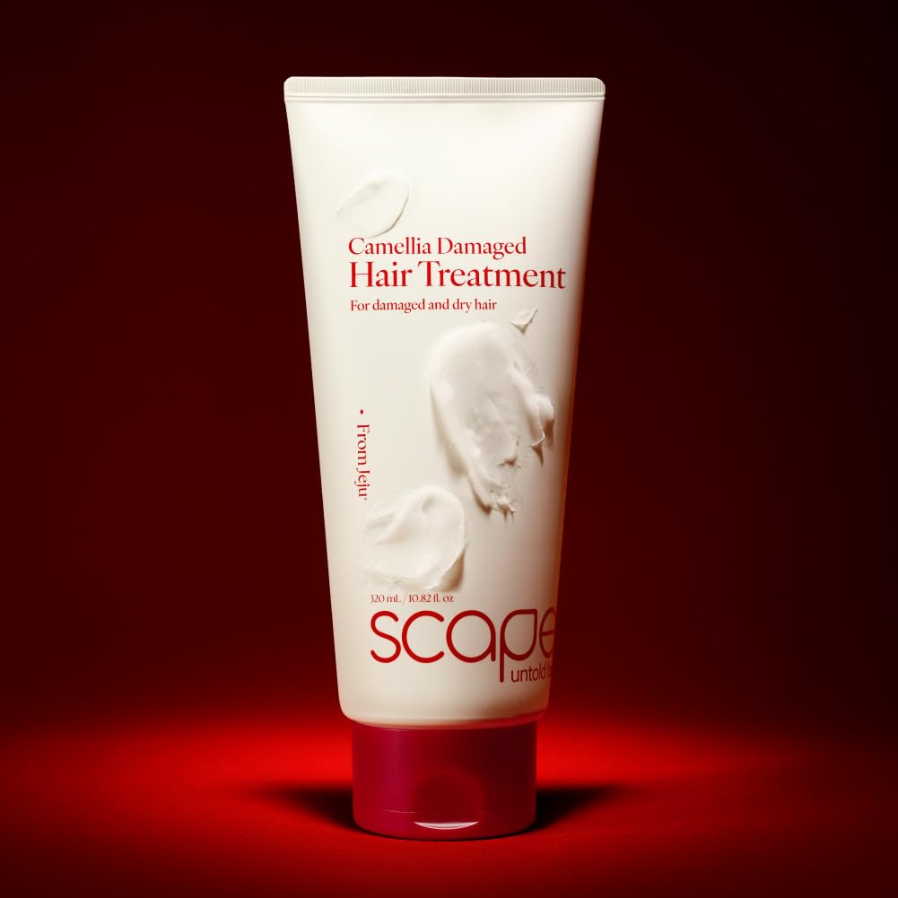SCAPES UNTOLD BEAUTY Camellia Hair Treatment, Deep Repair Conditioner for Dry & Damaged Hair with Jeju Camellia Oil & Hydrolyzed Keratin, Argan Jojoba Oils, Protein-Enriched 320mL/10.82 Fl Oz