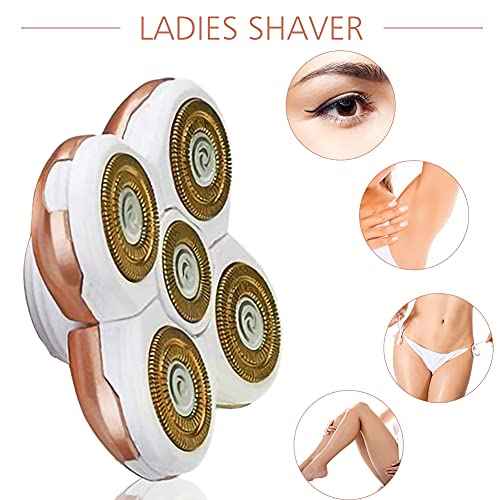 Women's Electric Shaver Replacement Heads : 5 Legs Hair Removal Razor Replacement Heads 4D Floating Heads Replacement Blades for Women