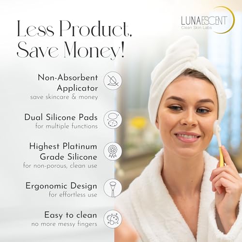 Serum Applicator for Face Applicator Only Reusable Skincare Applicator Serums, Oils, Medicated Ointments, Sunscreen, Makeup, Face Cream Applicator, Cooling & Warming Face Massager Tool by LUNAESCENT