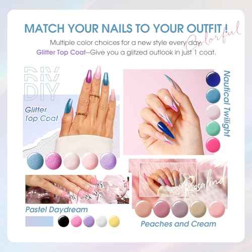 ROSALIND 42 Pcs Gel Nail Polish Set, 38 Colors All Seasons Nail Polish Set Colorful Begginer Kit with Base Coat & Glossy/Matte/Glitter Top Coat, Gel Nail Art Manicure Salon DIY Gifts