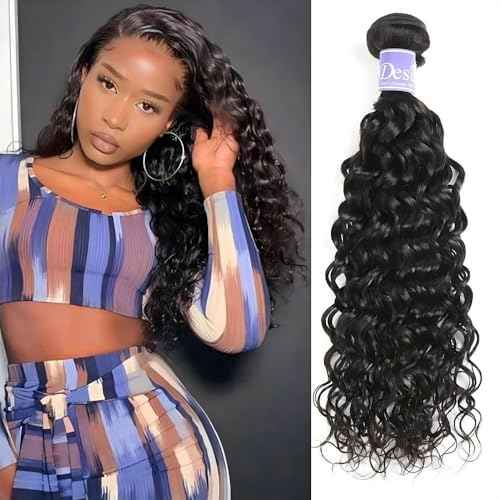 Water Wave Bundles Human Hair 1 Bundles 10Inch Water Wave Bundles 10A Brazilian 100% Unprocessed Virgin Human Hair Wet and Wavy Bundles Double Weft Curly Weave Natural Black