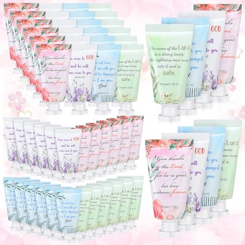 Landhoow 72 Pack Christmas Christian Hand Cream Bulk for Women Thanksgiving Bible Travel Hand Lotion Set Religious Bible Verse Gift for Employee Coworker Team Church Wedding Homeless