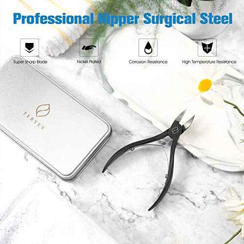 FERYES Toenail Clippers for Thick, Ingrown Toenails - Large Handle Toenail Cutters, Ingrown Tools 4R13 Stainless Steel Nail Clippers - Black