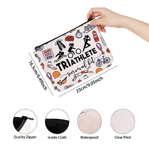Triathlon Gift Triathlete Survival Kit Gift For Female Male Triathlete Themed Zipper Bag Gift (TRIATHLETE)