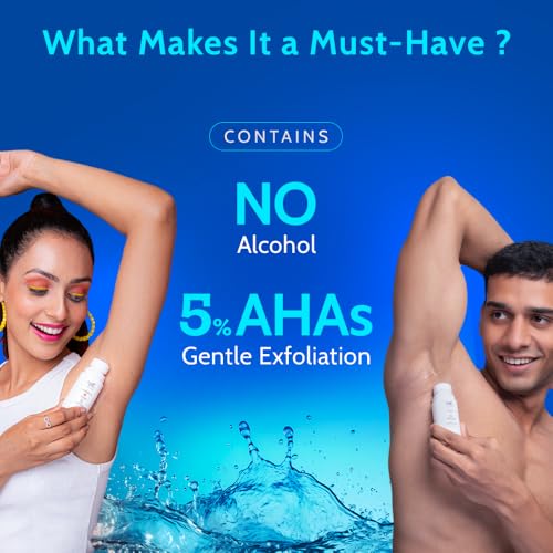 Chemist at Play UnderArm Roll-On with 5% AHA| Lactic & Mandelic Acid|Prevents Odour, Brightens Skin & Exfoliates Underarm | For Sensitive Skin | Aqua Fragrance | Alcohol & Aluminium Free | 1.35 fl oz