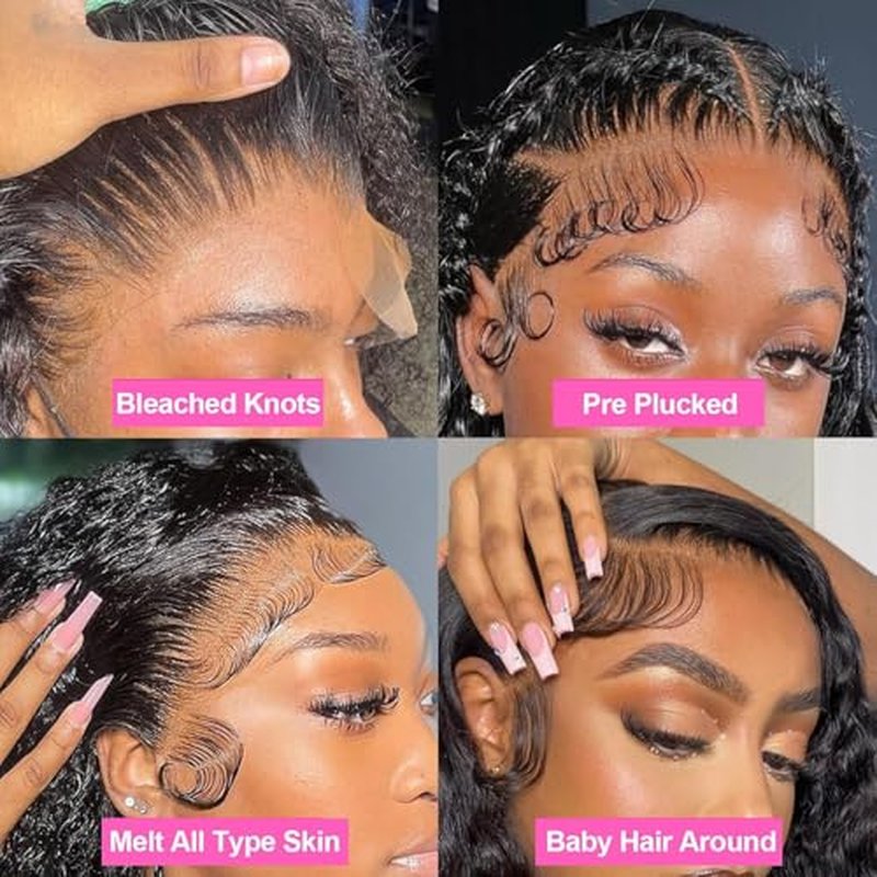 24 Inch Deep Wave Lace Front Wigs Human Hair 180% Density 13x6 HD Lace Frontal Wigs Human Hair Pre Plucked with Baby Hair Deep Curly Wigs for Black Women Natural Color
