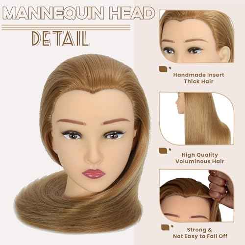 Mannequin Head Human Hair with Stand 28 Inch Long Hair for Styling Practice, Cosmetology Training & Wig Display - Realistic Makeup Head for Beauty Salon & Barber Students (blonde)