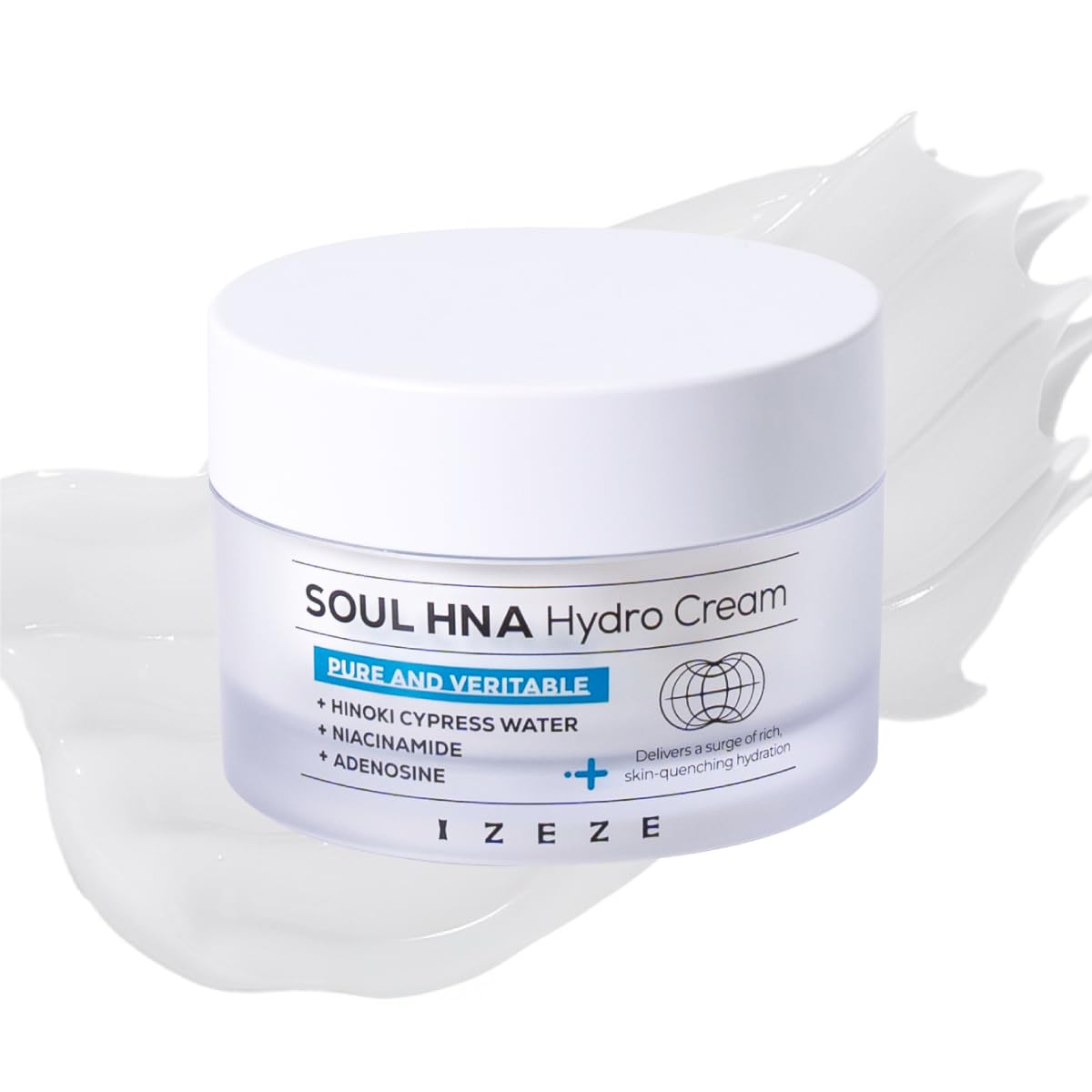 IZEZE Soul HNA Hydro Cream 1.69 fl.oz, 50 ml | Hyaluronic Acid Moisturizer Face Cream with Adenosine, Cypress Water, Niacinamide | Korean Skincare for Dry Skin, Hydrating and Firming