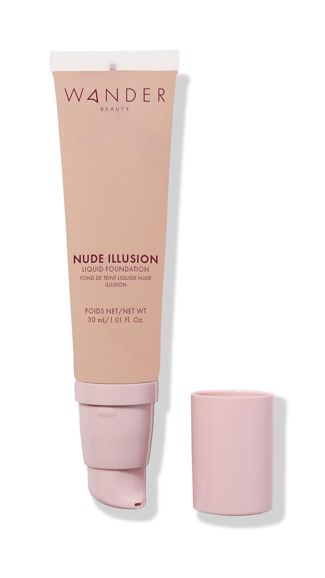 "Nude Illusion Liquid Foundation - Tan - Medium to Full Coverage Foundation with Niacinamide & Lotus Extract - Natural Skin Finish - Blurs, Conceals & Contours - Travel-Friendly Tube"