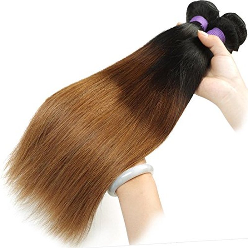 14 16 18 Inch Brazilian Virgin Ombre Hair Silky Straight Hair 3 Bundles Weaves Unprocessed Virgin Human Hair Extensions T1B/4/30