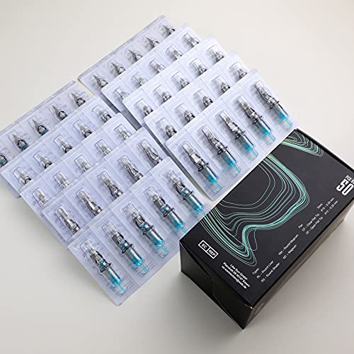 STIGMA Aquamarine Knight Bugpin Tattoo Cartridges Assorted 50pcs (1003RL 1005RL 1007RL OF1007RM OF1009RM) Tattoo Cartridge Needles Round Liner/Round Magnum 0.3mm RL+RM EN02B-50KIT-Z