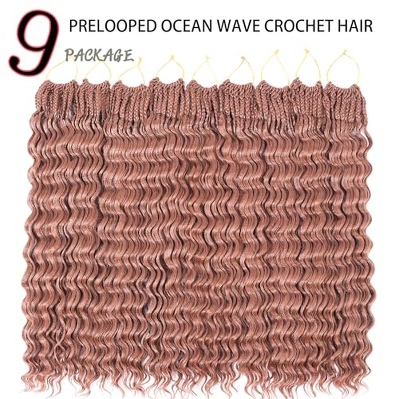 Ocean Wave Crochet Hair 18 Inch 9 Packs Curly Crochet Hair for Black Women Short Deep Wave Braiding Hair Pre Looped Synthetic Hair Extensions