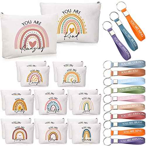 Fumete 20 Set/40 Pcs Nurse Practitioner Week Makeup Bag Bulk Employee Appreciation Keychain Inspirational Office Gift for Women Rad Tech Coworker Team Kindness Week IEW Christmas