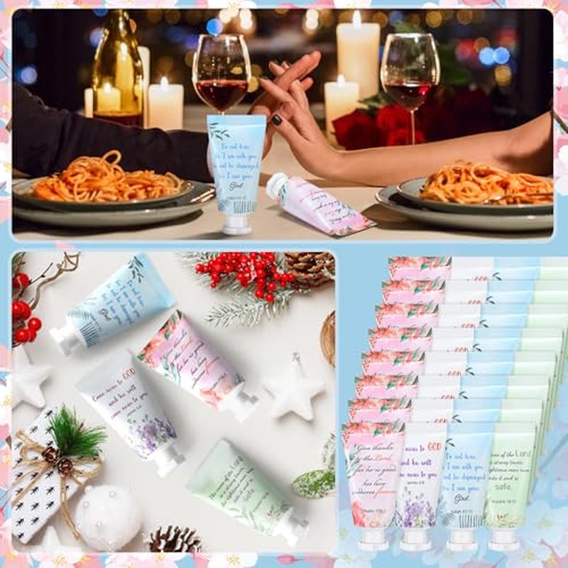 Landhoow 72 Pack Christmas Christian Hand Cream Bulk for Women Thanksgiving Bible Travel Hand Lotion Set Religious Bible Verse Gift for Employee Coworker Team Church Wedding Homeless