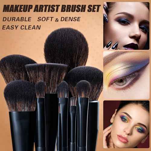 LORYP Black Makeup Brushes Set 21Pcs Powder Blush Foundation Concealer Highlighter Brush Vegan Pro Face and Eye Brush Kit
