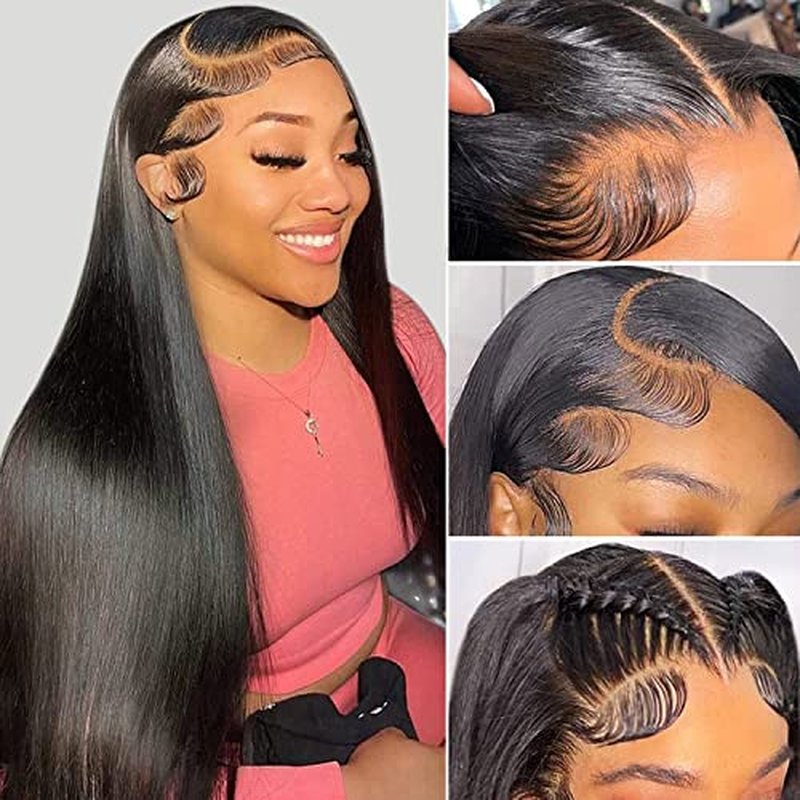 30 Inch 13x6 Lace Front Wigs Human Hair Pre Plucked HD Frontal Wigs Human Hair with Baby Hair Straight Glueless Wigs Human Hair for Women 180% Density