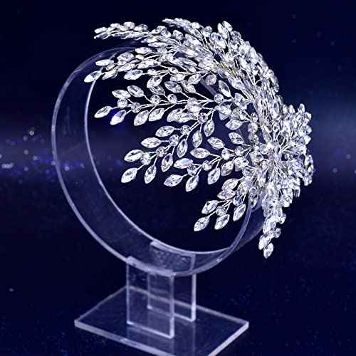 HONGMEI Bridal Rhinestone Headpiece for Wedding£¬Leaf Crystal Hair Pieces Bride Side Headpieces Wedding Hair Accessories for Women(Silver)