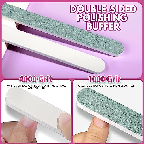 FANDAMEI Nail Files and Buffers, 20PCS Nail File Kit. Rectangular Nail Buffer Block & 100/180 Grit 7 Way Nail File & Polishing Buffer. Nail Prep Kit. Professional Manicure Nail Tools