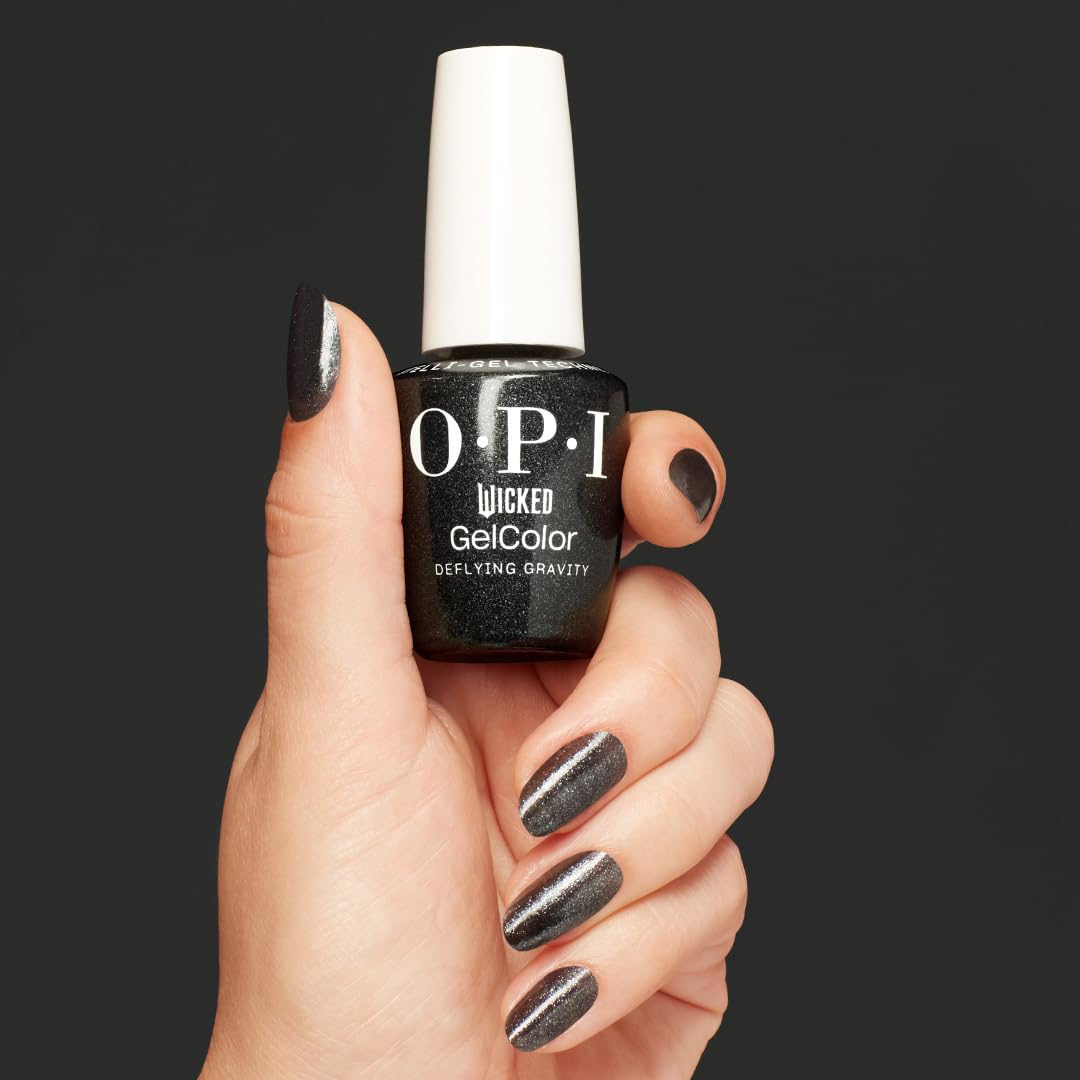 OPI GelColor, Grey Nail Polish, Up to 3 Weeks of Wear, Smudge Proof, Cures in 30 Seconds, x Wicked Limited Edition Collection, Defying Gravity, 0.5 fl oz