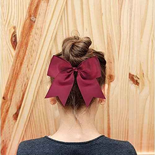 CEELGON 20 PCS 8" Large Cheer Bows Maroon Ponytail Holder Girls Elastic Hair Ties Hair Accessories for Teens Women Girls Softball Competition Sports Cheerleaders