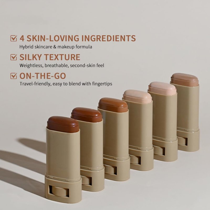 Skween Skin Tint for Black Women, Skween Beauty Balm Serum Boosted Hydration Skin Tint, Solid Tinted Serum Foundation Face Stick, Longwear Contour Stick, Natural Finish (3#)