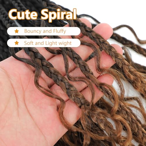 8 Packs Goddess Box Braids Crochet Hair for Black Women -14 Inch Crochet Braids Hair Bohomian Box Braid Crochet Hair Synthetic Braiding Hair (1B/30/27)