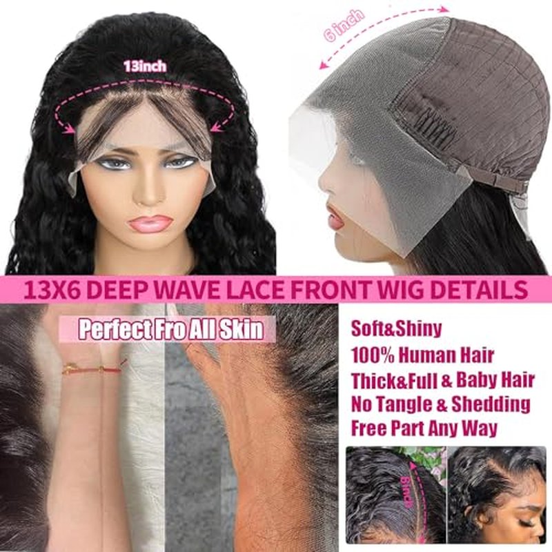 30 Inch Wigs Human Hair 13x6 Lace Front Wigs Human Hair Pre Plucked Deep Wave Lace Front Wigs Human Hair for Women Wigs Human Hair with Baby Hairline