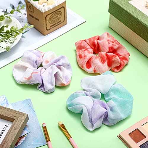 65 Pcs White Cotton Scrunchies Hair Ties Accessories for Tie Dye Party Supplies Including 30 Scrunchies 15 Bow Hair Ties 20 Headband Non Slip Stretchy Elastic Head Wrap Holder for Women DIY Tie Dye
