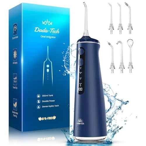 Water Flosser for Teeth, Cordless Oral Irrigator Portable Dental Cleaner Picks with 8 DIY Modes 7 Jets 300ml Tank Braces Flossers Rechargeable (Blue)