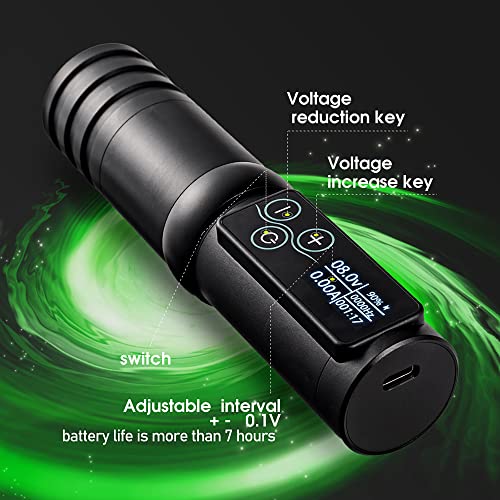 Ambition Torden Wireless Tattoo Machine with Brushless Motor - 2400mAh Rotary Battery Cartridge Pen with Extra Power Supply Digital LED Display for Professionals and Beginners Tattoo Artists