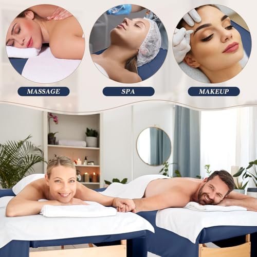 Mixweer 9 Pcs 3 Set Microfiber Massage Table Sheets Set Bulk Includes Flat Sheet, Fitted Sheet with Pocket, Face Rest Cover(Navy Blue)