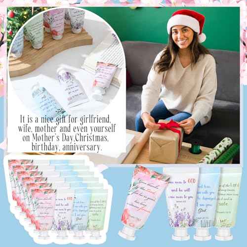 Landhoow 48 Pack Christian Hand Cream Bulk for Women Breast Cancer Accessories Bible Travel Hand Lotion Set Religious Back to School Bible Verse Gift for Church VBS School Teacher Wedding Homeless