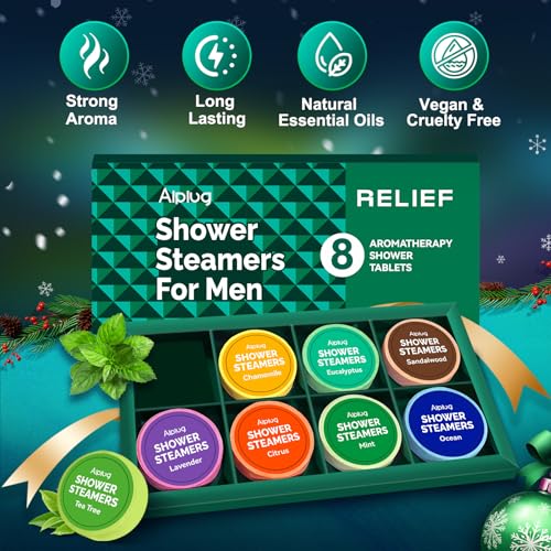 Shower Steamers for Men - 6 Pack Shower Bombs Aromatherapy with Essential Oils, Christmas Gifts for Men, Mens Stocking Stuffers, Relax Gifts for Dad Husband, White Elephant Gifts for Adults Useful