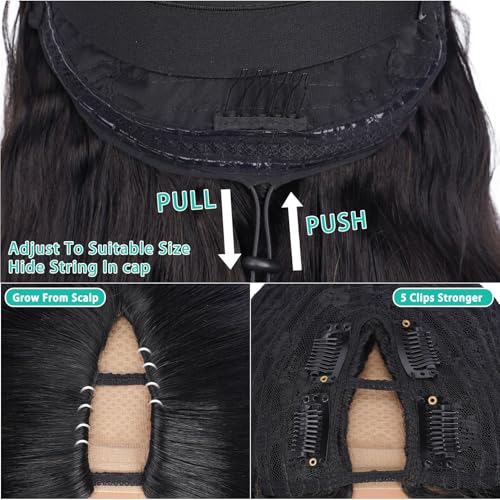 V Part Wig Human Hair Body Wave Glueless No Leave Out Upgrade 16 Inch U Part Wigs Human Hair Clip In Half Wigs 100% Real Human Hair Elastic Drawstring For Women 180% Density Nutural